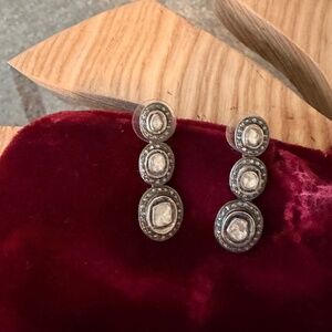 Rough cut diamond earrings